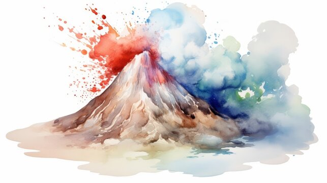 A watercolor of a vinegar and baking soda volcano