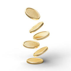 Golden Coin on White Background. 3D Illustration. File With Clipping Path.