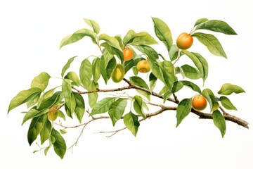 A watercolor of Diospyros leaves