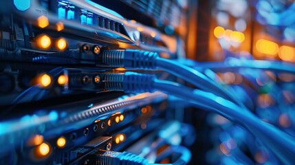 Detailed Connection of Blue Cable to Network Switch