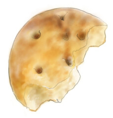 食べかけのフォカッチャのイラスト