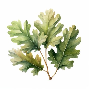 watercolor oak leaves on white background clip art preview