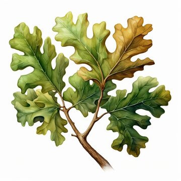watercolor oak leaves on white background clip art preview