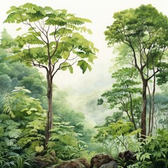 A watercolor of Tectona leaves