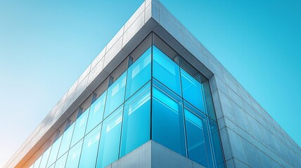 Obraz premium Modern architecture in a triangular shape with steel, concrete, and glass elements on the outside of the structure