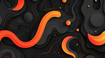 Black and orange abstract background, circle shape layers