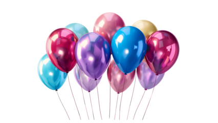 Colorful party balloon isolated on a transparent background, PNG, Ai