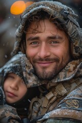 Obraz premium Independence Day Miracle Soldiers Triumphant Return to Familys Embrace