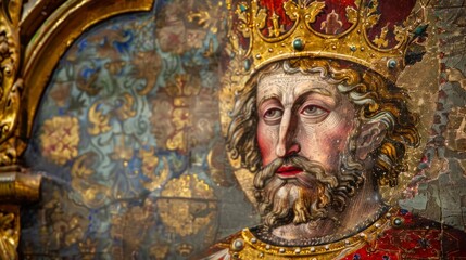 Obraz premium painting of an ancient medieval king worn by time in high resolution and high quality. concept paintings, painting, king, medieval, art