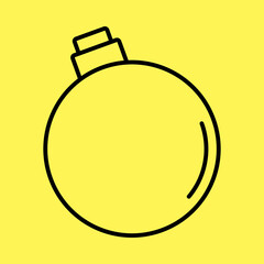 christmas ball icon simple, line vector isolated on yellow background. trendy and modern design