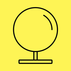 Makeup mirror icon simple, line vector isolated on yellow background. trendy and modern design