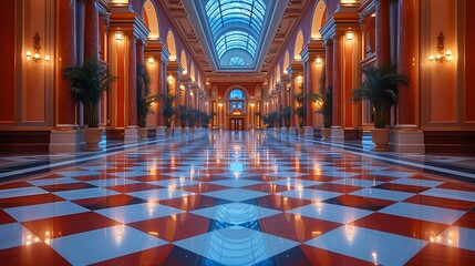 Obraz premium Casino shopping - high-end shopping mall - marble floors - classic design and architecture - perfectly entered composition - meticulous symmetry 