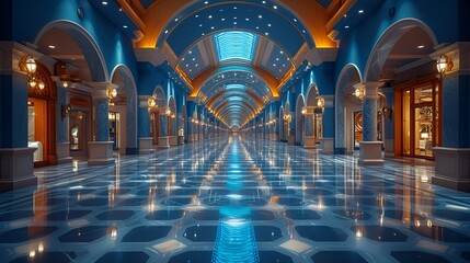 Obraz premium Casino shopping - high-end shopping mall - marble floors - classic design and architecture - perfectly entered composition - meticulous symmetry 