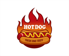 hot dog logo emblem sticker vector template illustration