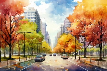 Autumn cityscapes - Generative AI