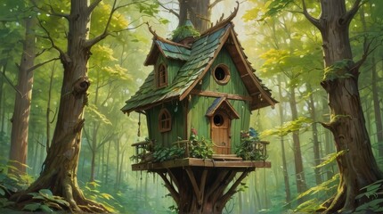 Enchanting Treehouse in a Lush Forest