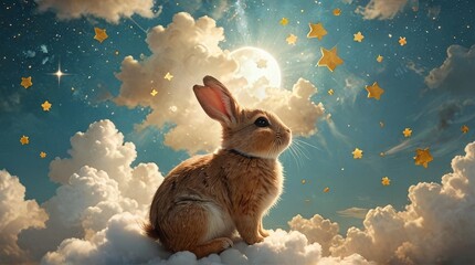 Bunny Dreaming on Clouds - Powered by Adobe
