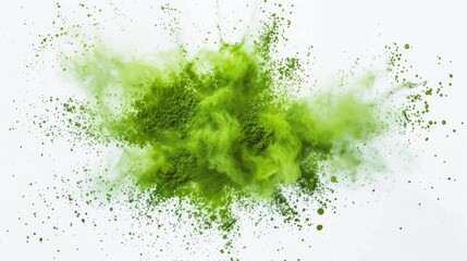 Green paint splash, smoke cloud isolated on transparent background