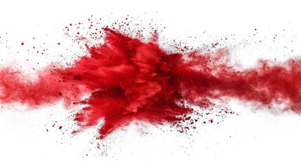 Red paint splash, smoke cloud isolated on transparent background