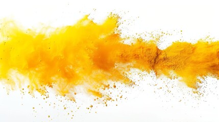 Yellow paint splash, smoke cloud isolated on transparent background