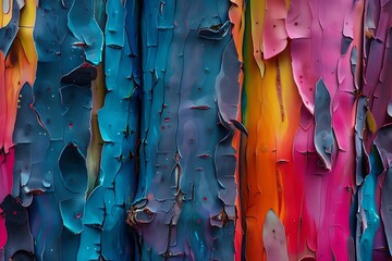 A rainbow eucalyptus tree with a mesmerizing multicolored bark.