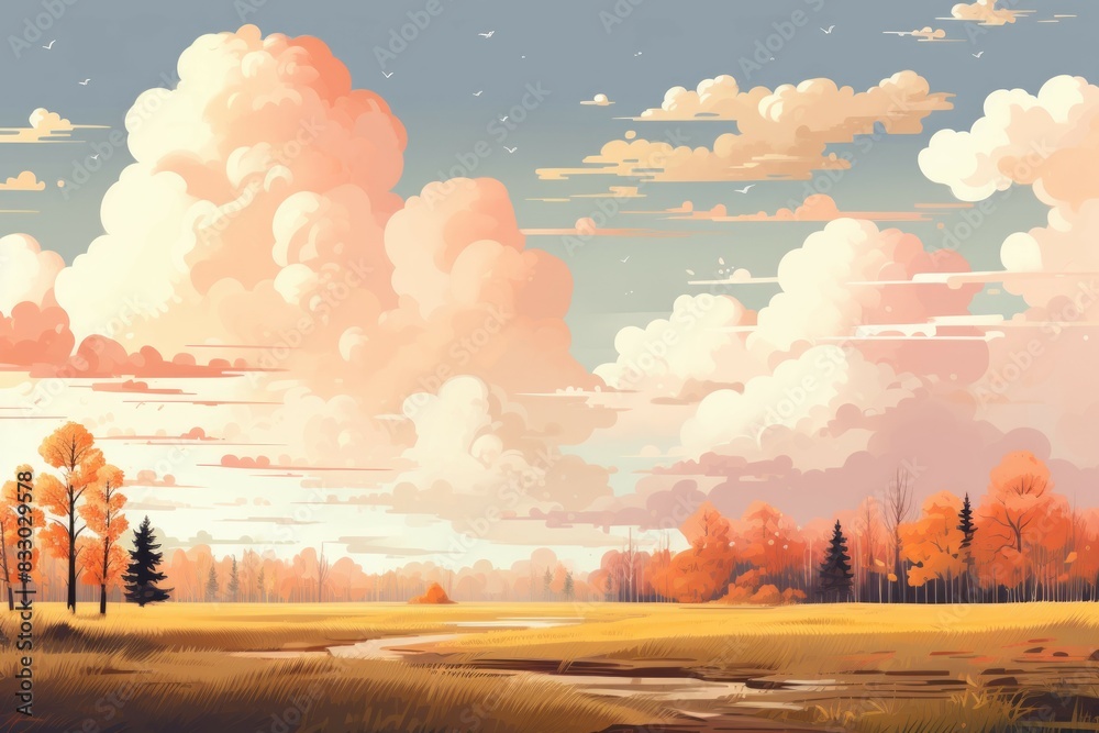 Wall mural Autumn skies - Generative AI