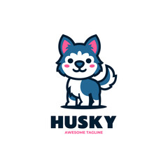 Vector Logo Illustration Husky Mascot Cartoon Style.