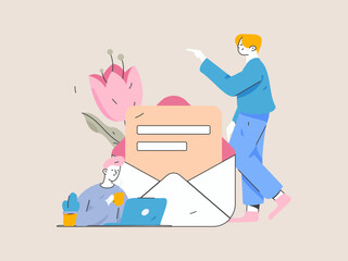 Flat vector illustration of business people operating work scene
