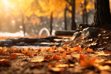 autumn leaves on the ground, generative ai