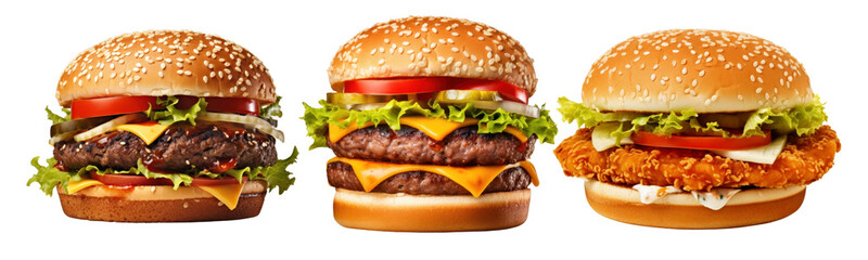 Burger png cut out element set