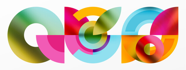 Round elements and circles geometric minimal composition background. Vector Illustration For Wallpaper, Banner, Background, Card, Book Illustration, landing page