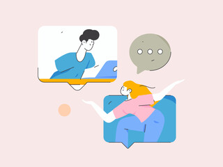 Flat vector illustration of business people operating work scene
