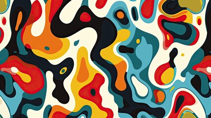 Organic Lava Lamp Print: Whimsical Groovy Pattern, Colorful and Minimalist Design on White Background
