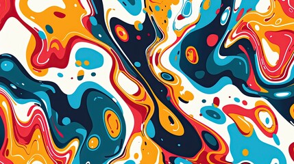 Whimsical Groovy Print: Colorful Lava Lamp Pattern, Minimalist Design on White Background for Vibrant D?(C)cor