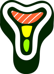 Sushi Roll Rice Letter Alphabet Vector Element