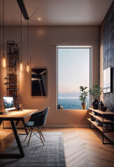 Fototapeta premium A minimalist home office interior design for freelance working at home