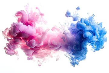 Blue and pink ink isolated on white background