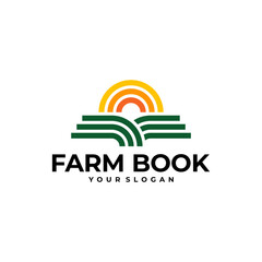 FARM BOOK FIELD SUN LOGO ICON ILLUSTRATION