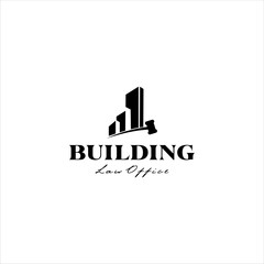 Obraz premium Legal Building and Hammer for Lawyer Office Logo Design