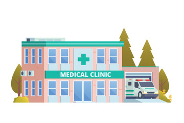 Vector illustration element of medical clinic building flat design style for city and background illustration