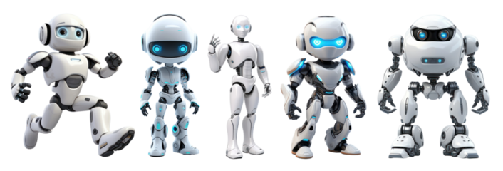Robot png element set on transparent background