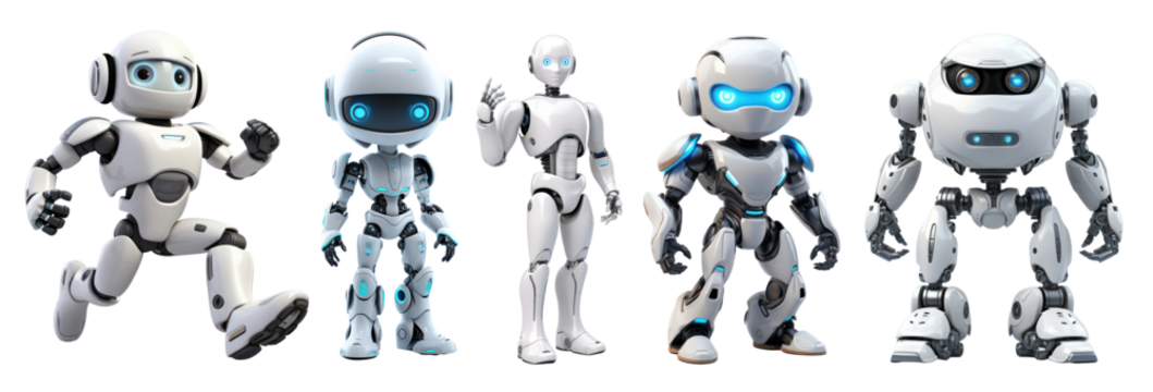 Robot png element set on transparent background