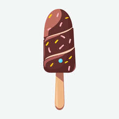 Chocolate flavor ice cream flat vector