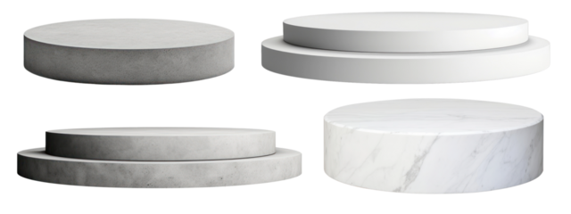 Stone podium png element set on transparent background