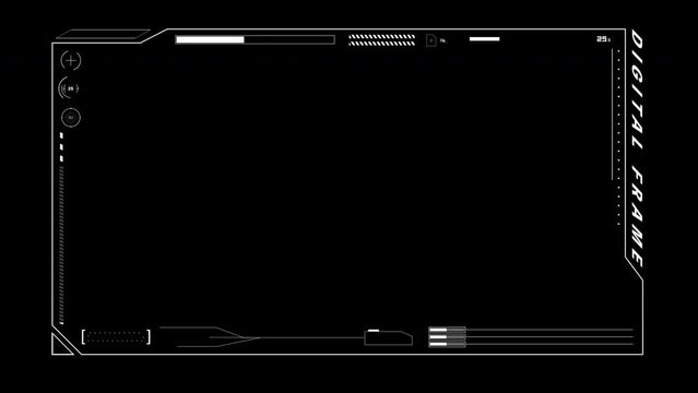 Sci-fi, digital, frame, FPS, status, meter, white, black background