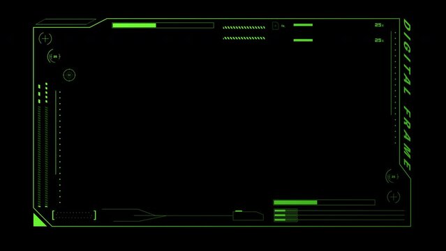 Sci-fi, digital, frame, FPS, status, meter, green, black background