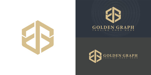 Fototapeta premium Abstract initial hexagon letter G or GG logo in luxury gold color isolated on multiple background colors. The logo is suitable for business and consulting company logo design inspiration templates.
