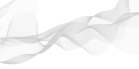 Abstract gray smooth wave on a white background. Dynamic sound wave. Design element. Vector illustration.