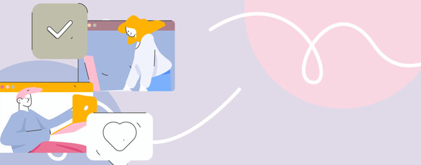 Flat vector illustration of business people operating work scene
