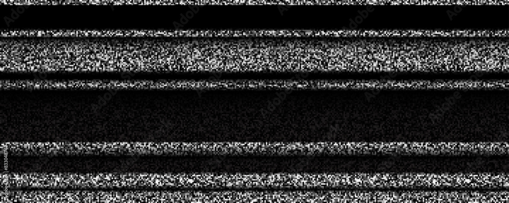 Poster tv static noise texture. glitched white noise background. vhs video signal with black stripes, inter
